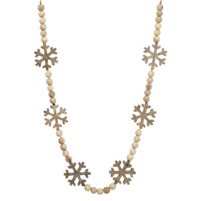 60" Wood Bead with Snowflake Garland