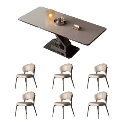 Simple modern rock plate dining table and chair