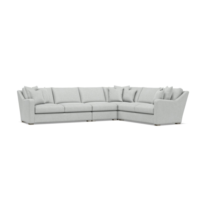 Bernhardt Ventura 4-Piece Fabric Sectional, 34.5" H x 137.5" W x 107.5" D, Right Hand Facing, Light Gray Polyester Blend