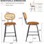  Tabouret de comptoir revêtu de 24 po avec cadre en métal et pieds en métal Nom (ensemble de 4)-96104021