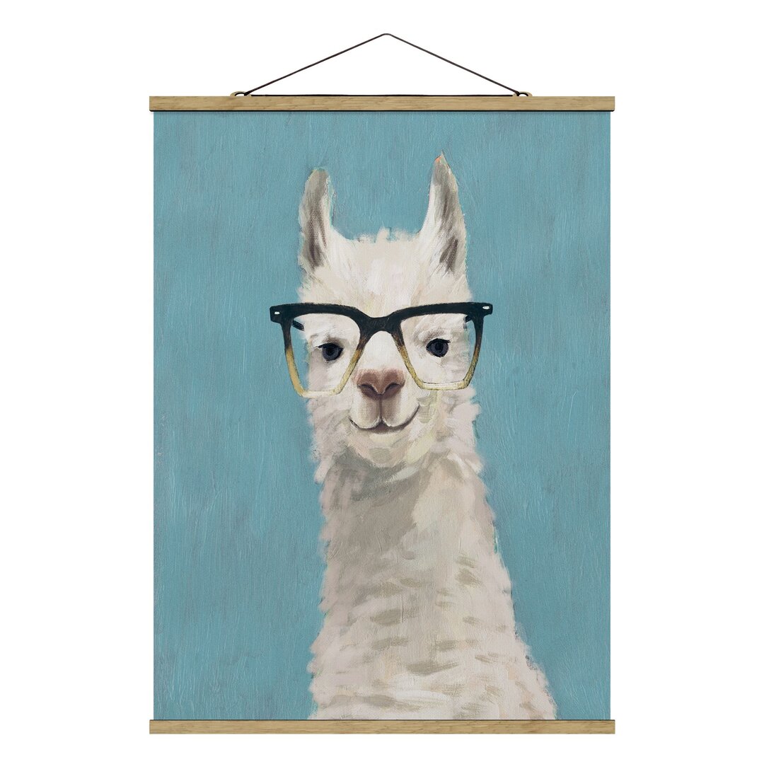 Stoffbild Mit Posterleisten - Lama Mit Brille IV - Hochformat 4:3