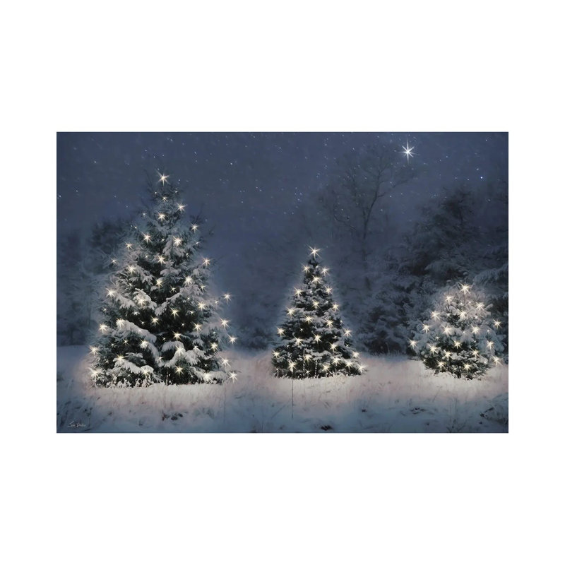 Twinkling Christmas Trees - reproduction d'art mural - toile tendue