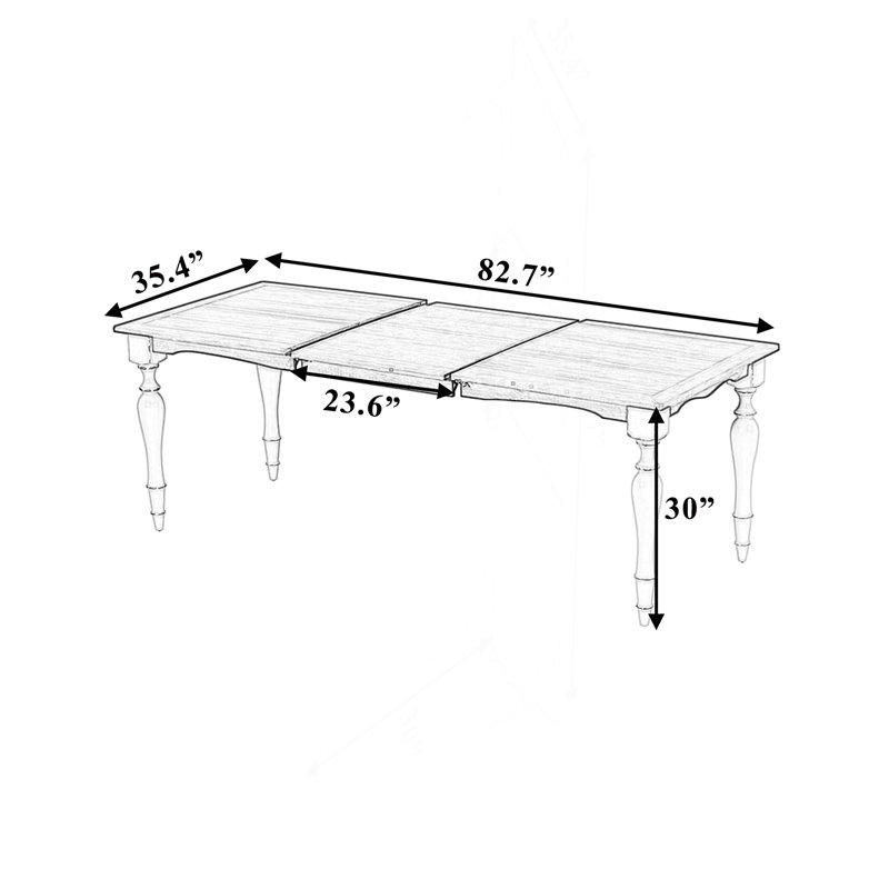 Table de salle à manger extensible Vintage Vintage avec rallonge amovible de 23,6 pouces