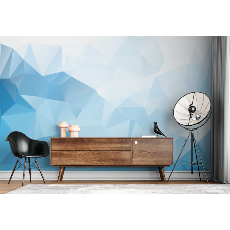 Papier peint bleu à formes géométriques modernes, L 114 po x l 172 po