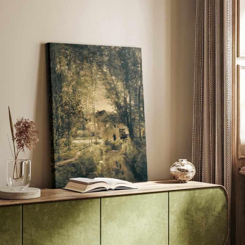 Paysage rétro CI - galerie Cavas, H 18 po x l 12 po