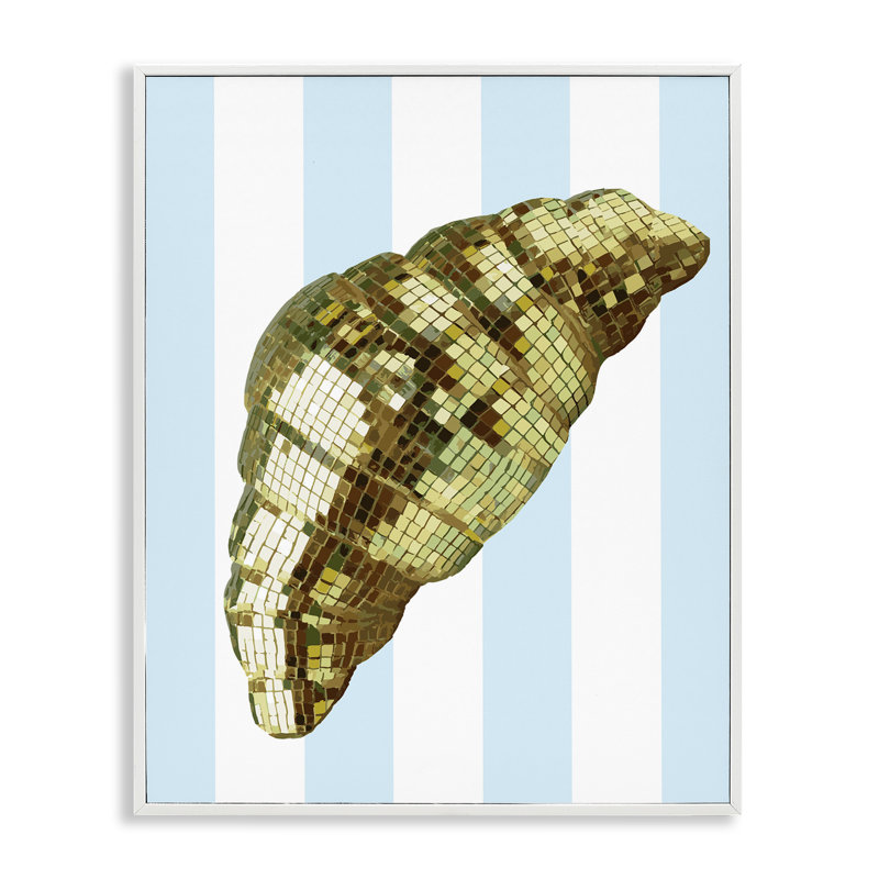 Giclée encadrée Disco Croissant & Blue Stripes, design par Lil 'Rue, H 20 po x l 16 po