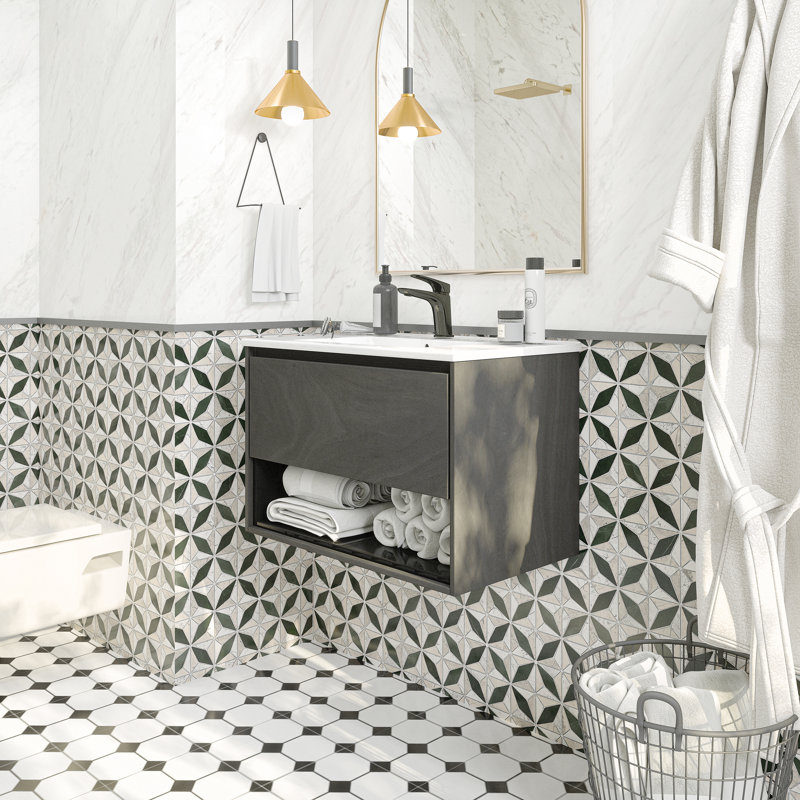 Ensemble de meuble-lavabo mural simple 30 po, gris