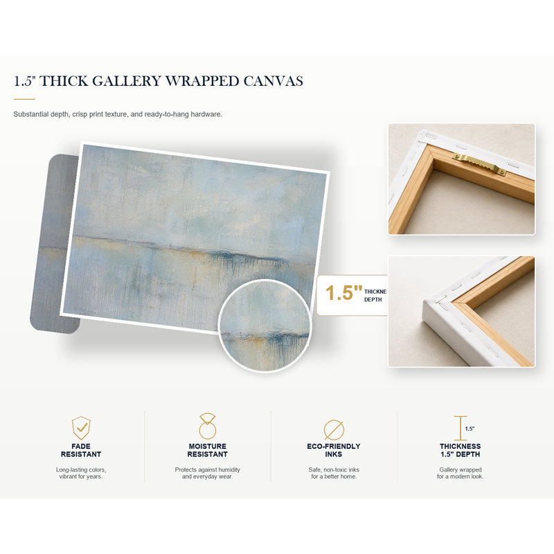 «Soft Blue», art abstrait sur toile d'horizon abstrait, peinture de paysage neutre minimal, décor de toile tendue