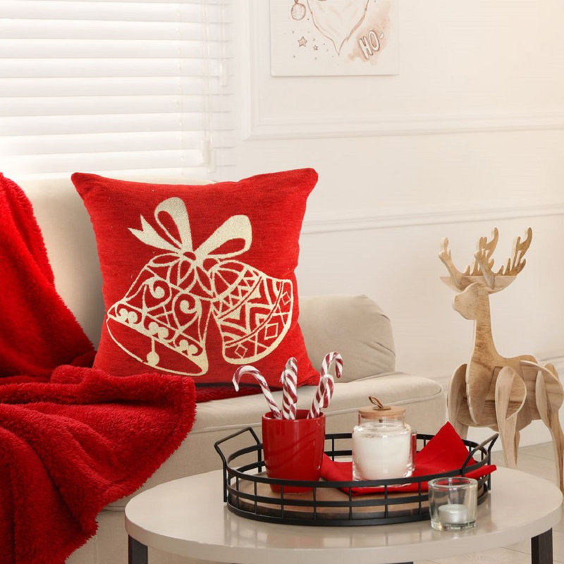 Tariffville Cotton Red Square Euro Cushion, 43 x 43