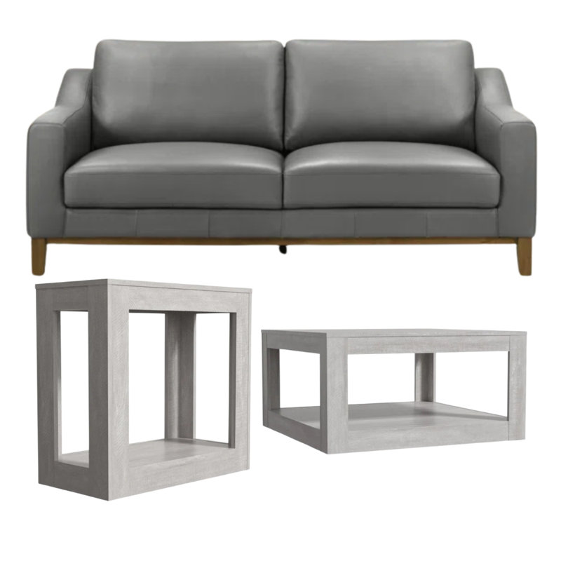 Allysyn Transitional 3 Piece Living Room Furniture Set, Gray