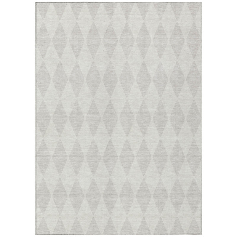 Tapis intérieur / extérieur ivoire et beige à motif géométrique 9 pi x 12 pi