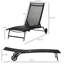 Méridienne 2 pièces avec roulettes, noir, 5 réglages réglables, pour patio, plage, cour, piscine, fournitures de camping pour adultes Plage noire pliante pour adultes