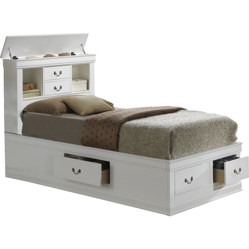 Louis Phillipe Bookcase Storage Bed, Twin, White