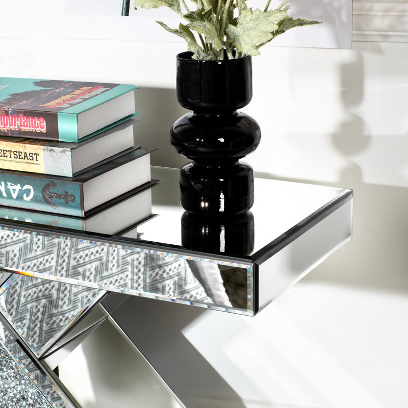 Console à miroir avec miroir mural en diamant écrasé