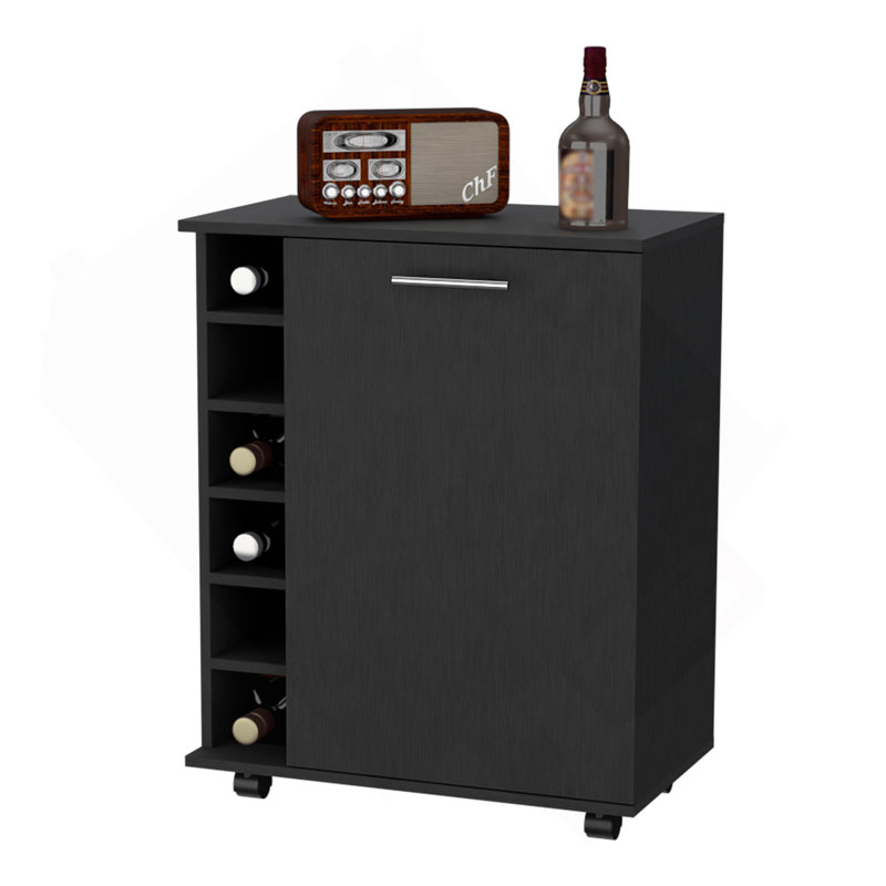 Versatile 6-Bottle Rack Bar Cart With Functionality
