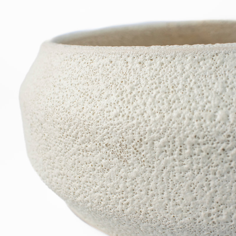 White On Terra Earthenware Decorative Bowl, 4.5" H x 12" W x 12" D