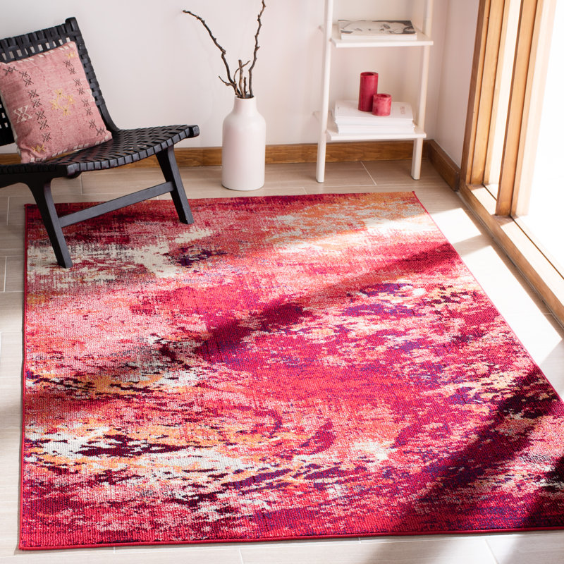 Tapis bleu clair / vert Etta, Ivory/Red, Rectangle 3 pi x 5 pi
