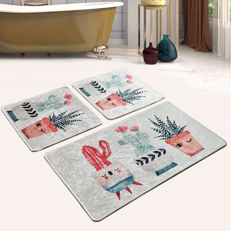 Ensemble de tapis de bain luxueux (3 pièces), en polyester doux, 19,7 po x 23,6 po (2 pièces) et 23,6 po x 39,4 po (1 pièce) | 100% antibactérien, dessous antidérapant, lavable en machine à 86 ° F | Idéal pour les salles de bain élégantes, peluche 700 g / m²