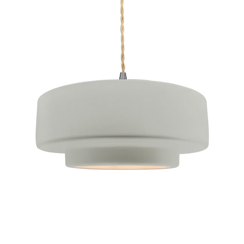 Luminaire suspendu à 1 lumière Meydan, H 5,25 po x l 14,5 po x P 14,5 po, Bisque, Nickel brossé