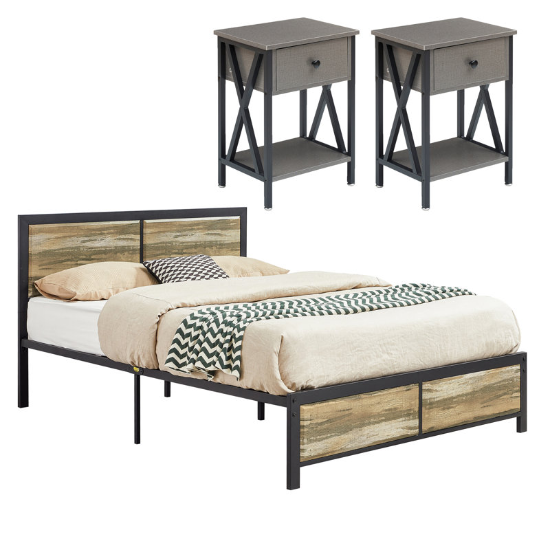 Metal Piece Bedroom Set, White, Double (4'6)