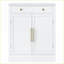 Armoire de cuisine moderne blanche avec plateau en faux marbre, tiroir et amp; Tablettes réglables | Panneau de fibres à densité moyenne | Tablettes réglables