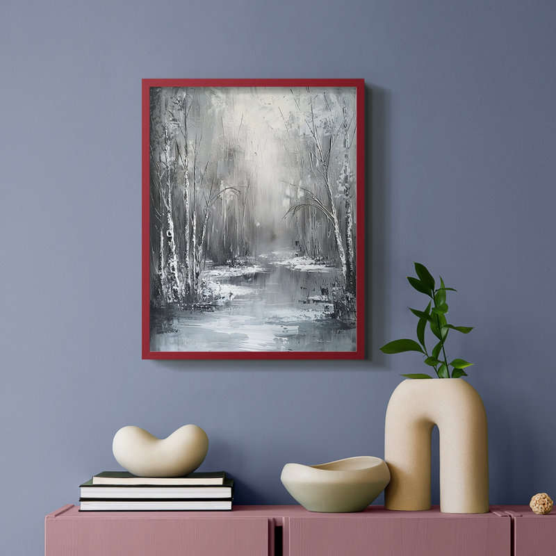 Paysages de la série Lxxxi - impression encadrée de qualité supérieure - prête à être accrochée - aucun clou requis, Rouge