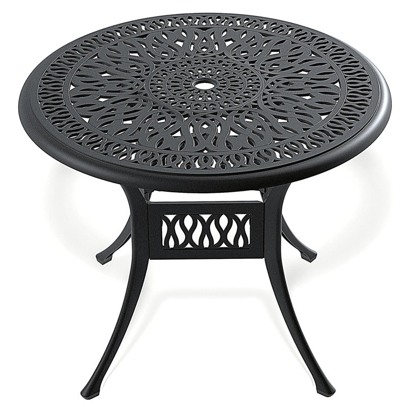 Ensemble de 3 meubles de patio en aluminium coulé avec coussins bruns