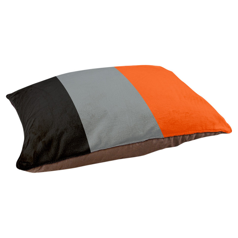Coussin Designer, Noir / argent / orange, Grand (L 40 po x l 50 po)