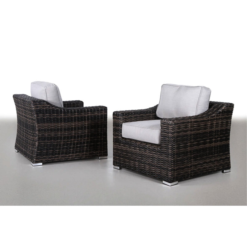 Chaises de patio entièrement assemblées avec une structure en aluminium thermolaqué, tissées à la main et des housses de coussin d'eau amovibles Résistance 2 Design moderne, composition, coussins lavables à la machine