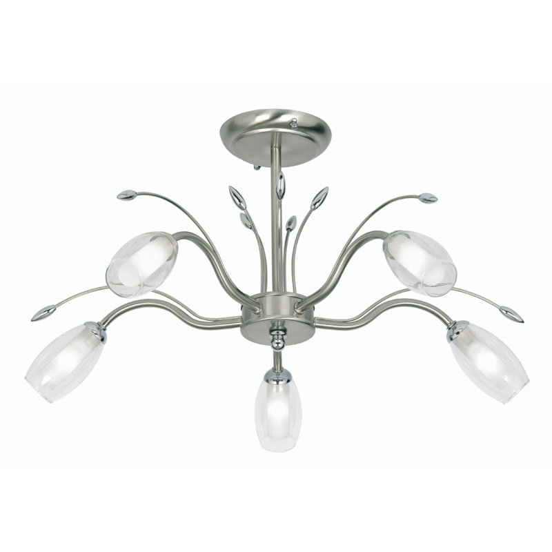 Newland Glass Semi Flush Mount, Chrome