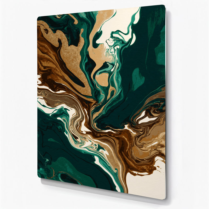 Abstrait art fluide vert 84, H 11 po x l 14 po