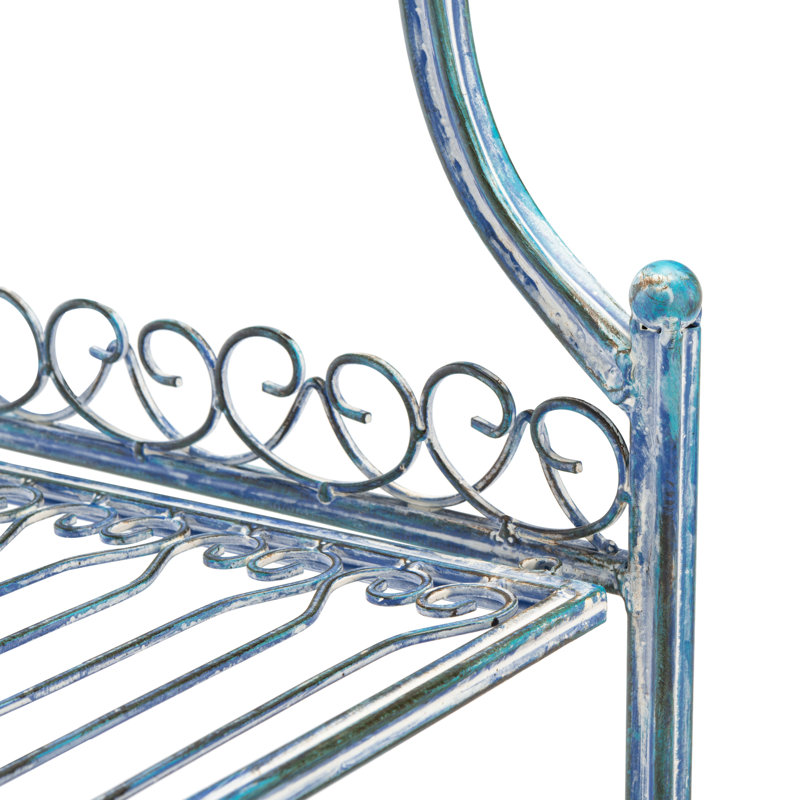 Amaris Wrought Iron 4-Tier Outdoor Bakers Rack, Blue