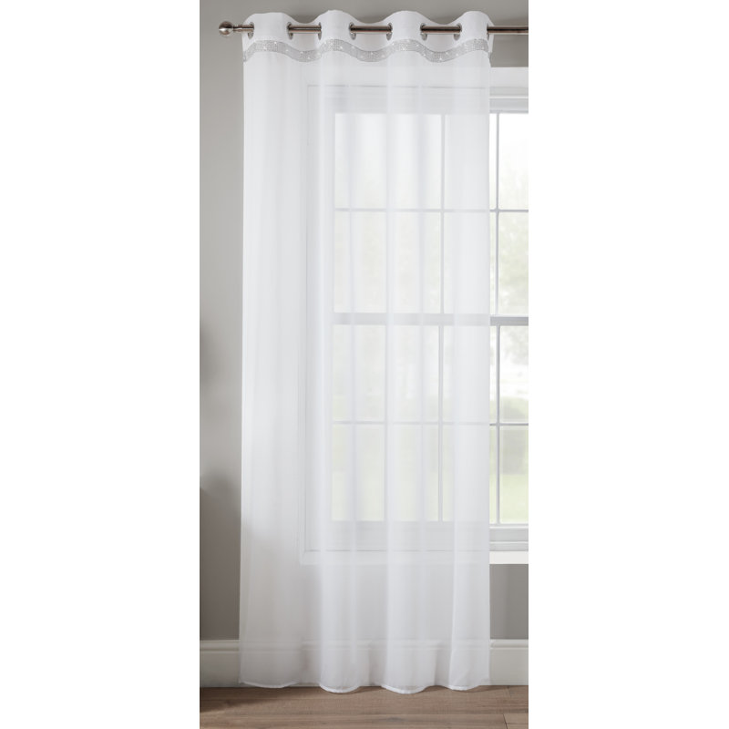 Odom Sheer Curtain Single Panel, 145 W x 229 D cm, White