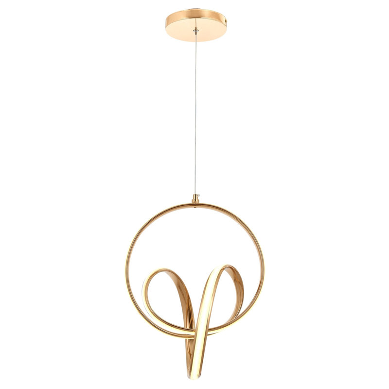 Luminaire suspendu géométrique 1 lumière DEL, Or