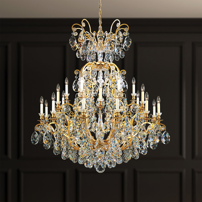 Renaissance 25 - Light Chandelier, Heirloom Bronze, Clear Heritage Crystal