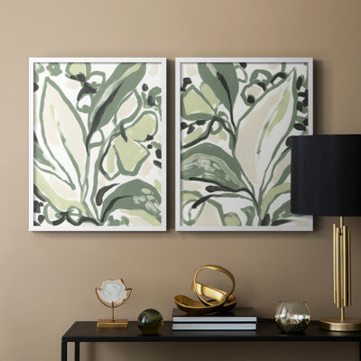 «Foliage Rhythm I», reproduction encadrée de qualité supérieure - prête à être accrochée - aucun clou requis - aucun clou requis