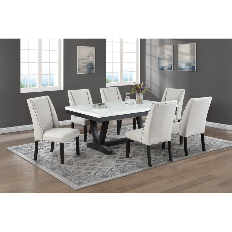 Shaye Dining Table Set, 7 Pieces: Table, 6 Chairs