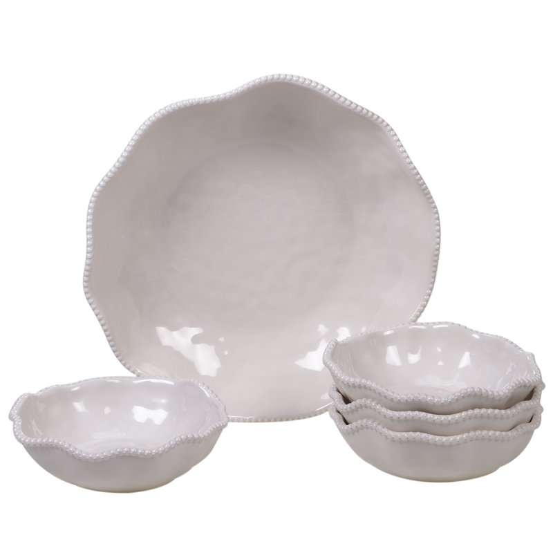 Mélamine certifiée International de 128 oz liq. Ensemble 5 pièces pour salade / service, Crème