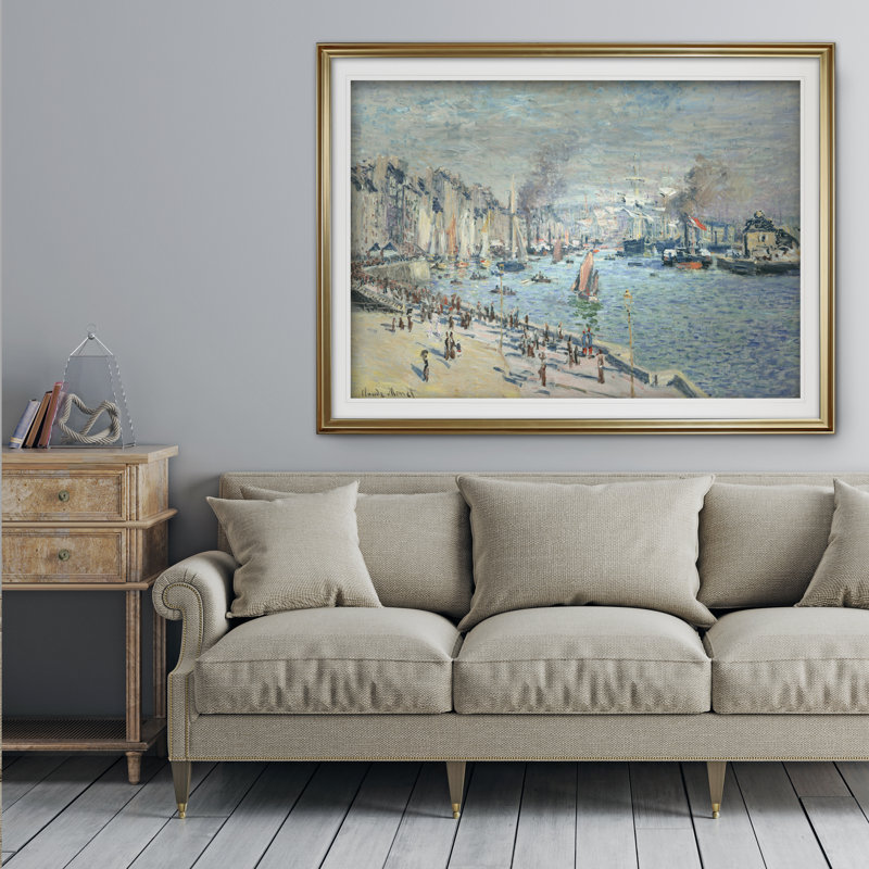 « old outer harbor » par claude monet, impression, Noir, H 26 po x l 36 po x P 1,5 po