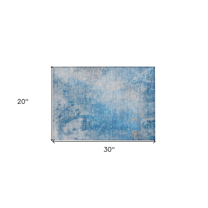 Tapis extérieur lavable antidérapant bleu et gris 2 pi x 3 pi