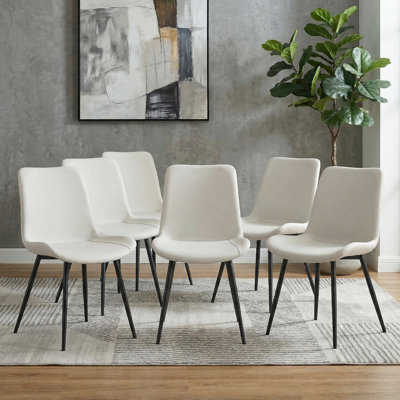 Modern Faux Leather Dining Chairs with Metal Legs