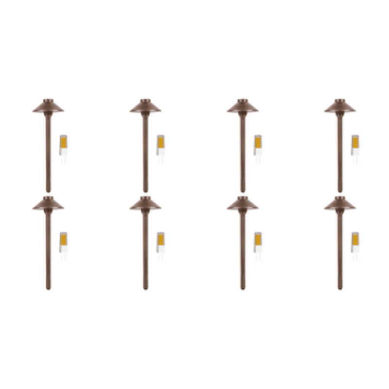 PLB12-NB Paquet de 8 lumières de sentier à DEL basse tension en laiton naturel