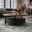 Round Wooden Coffee Table Set, Large Rolling Coffee Table with Storage Drawer and Open Shelf, Modern Living Room Coffee Table with Matching Side Table