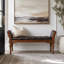 Banc de repose-pieds 54 po en similicuir capitonné à boutons, banc de bout rembourré rétro avec coussin moelleux, structure en bois massif-1856083869