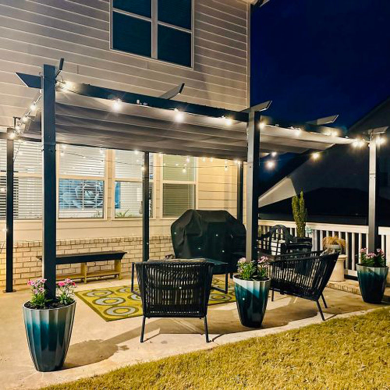 Pergola rétractable polyvalente pour tout espace extérieur, Gris foncé