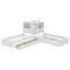 Structure de lit en L avec lit gigogne et tiroir, lit plateforme d'angle bas 3-en-1 avec bureau intégré-831875712