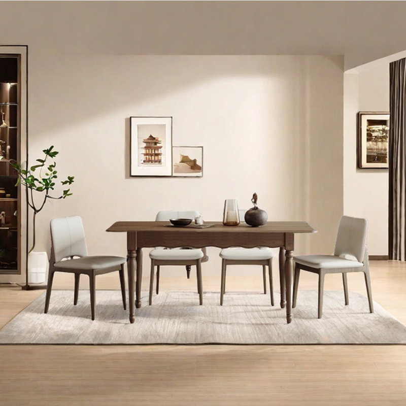 Solid wood walnut dining table set, 5 Piece Dining Set