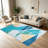 Teal Geometric Abstract carpet-easy to clean, machine-washable, soft and comfortable; suitable for door mats, kitchens, living rooms, bedrooms, corridors, and laundry areas. Easy to clean, durable carpet for home decoration.-1212726146