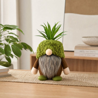 Figurine de nain scandinave triangulaire lumineuse sans visage en tissu vert, ornement de table, décoration intérieure.