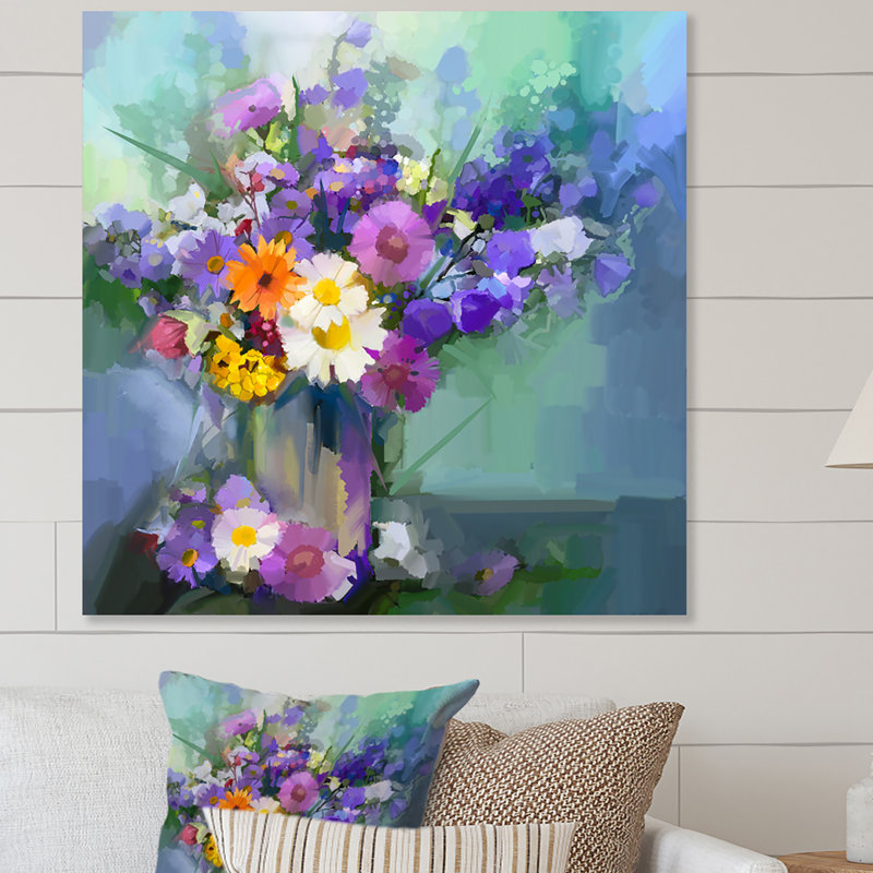 «Abstract Paintbrush Spring Flower Bouquet V», reproduction de cadre photo sur toile, H 30 po x l 30 po x P 1 po